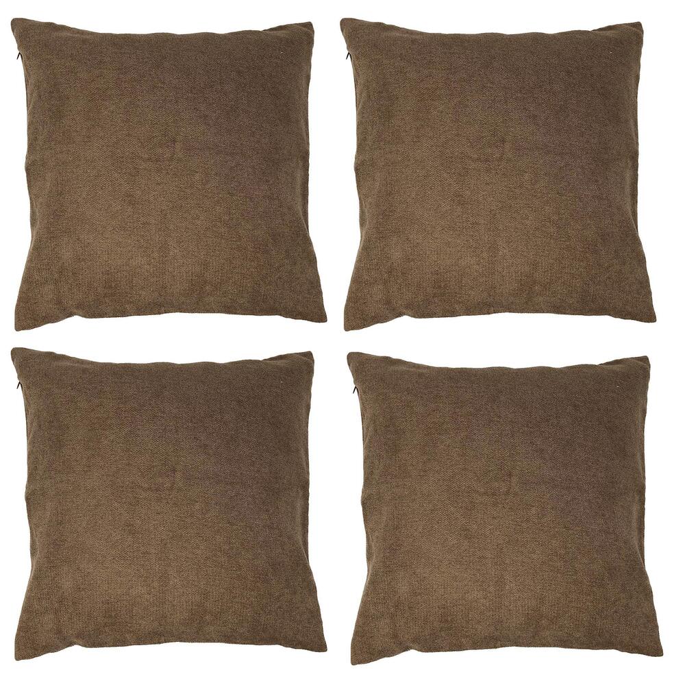 4693 Brown Throw Pillow Case 4-Pack 18x18 inch Solid Color Decorative Throw